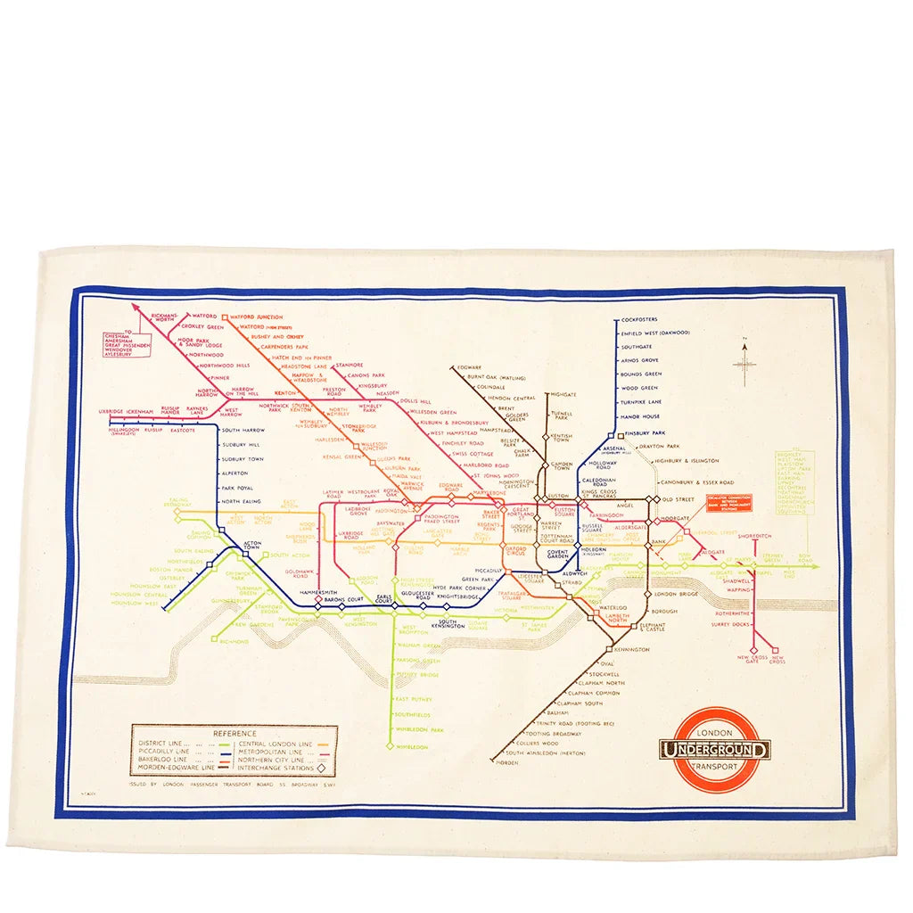 Rex Cotton tea towel - TfL Heritage Tube Map