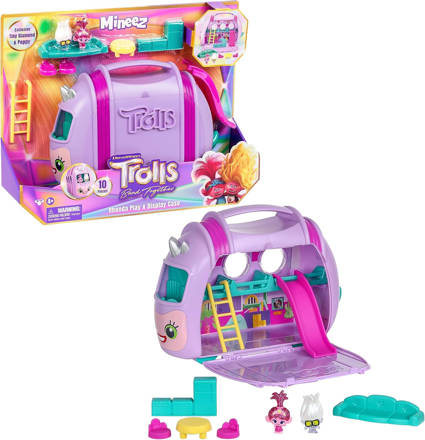 Trolls 24306 DreamWorks Band Together Mineez 10-pc Rhonda Play & Display Case