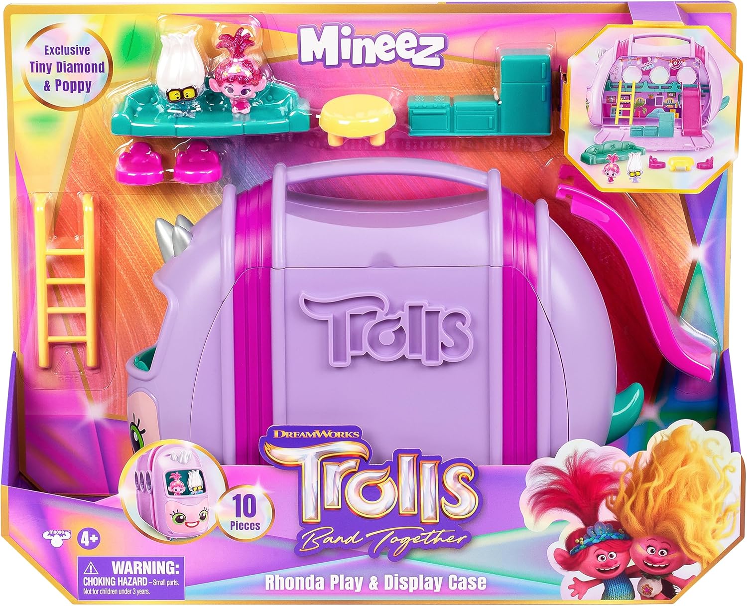 Trolls 24306 DreamWorks Band Together Mineez 10-pc Rhonda Play & Display Case