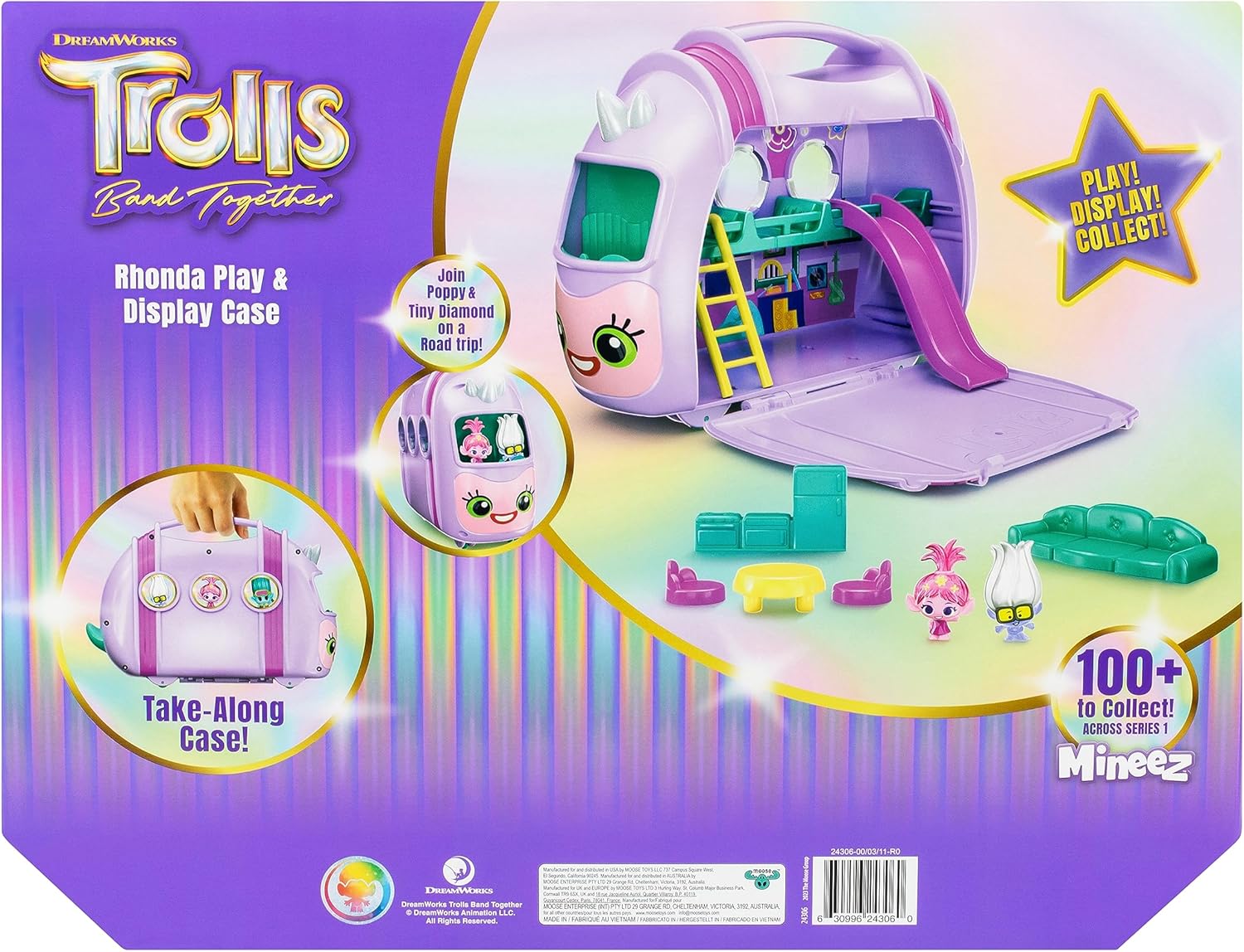Trolls 24306 DreamWorks Band Together Mineez 10-pc Rhonda Play & Display Case
