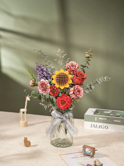 Pink Carnation 3D Wooden Puzzle