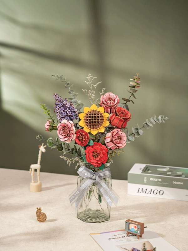 Pink Carnation 3D Wooden Puzzle